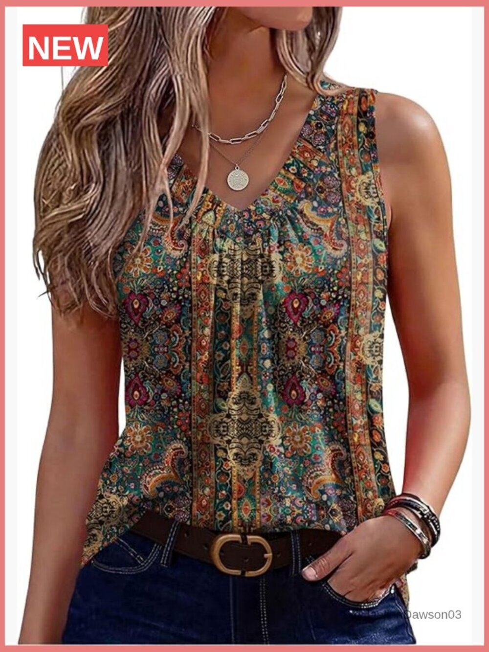 Womens Tank Top Sleeveless V Neck Pleated Summer Blouse Loose Fit Casual Tee
